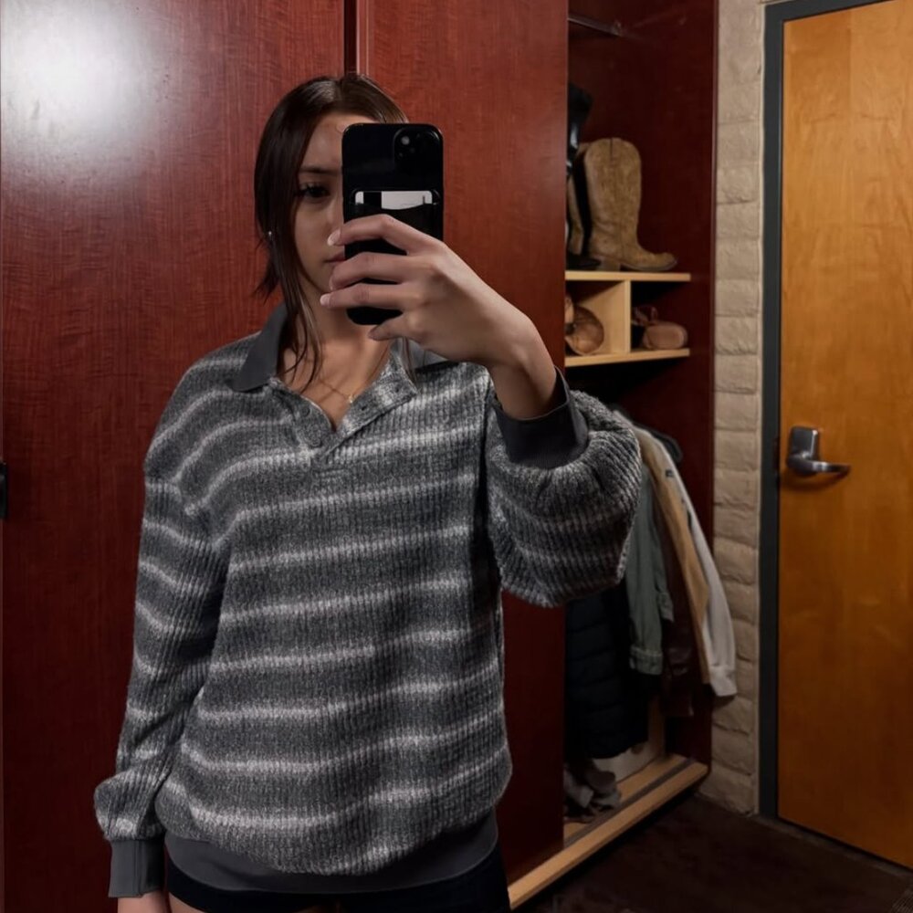 Grey Striped Sweater